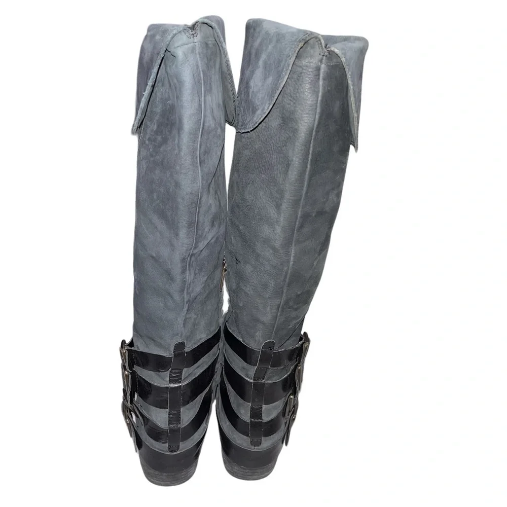 Sam Edelman Washed Black Pia Tall Nubuck Leather Riding Boots